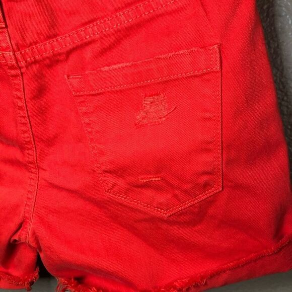 Blank NYC Red Distressed Cutoff Jean Shorts - Picture 8 of 10